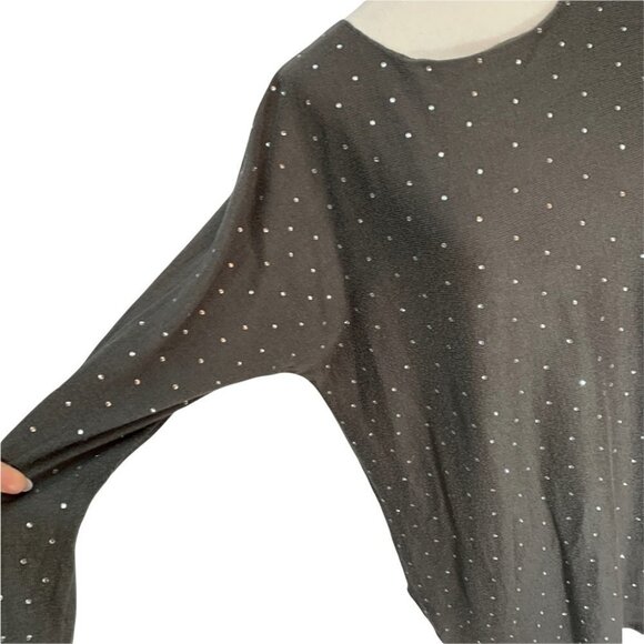INC International Concepts Long Sleeve Sweater Diamantes on Front Grey S… - Picture 5 of 10
